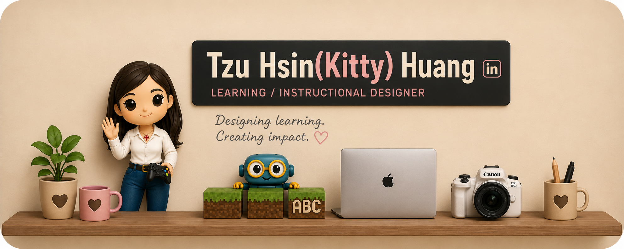Tzu Hsin (Kitty) Huang’s illustrated learning design studio banner
